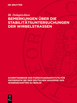 cover image of Bemerkungen über die Stabilitätsuntersuchungen der Wirbelstrassen